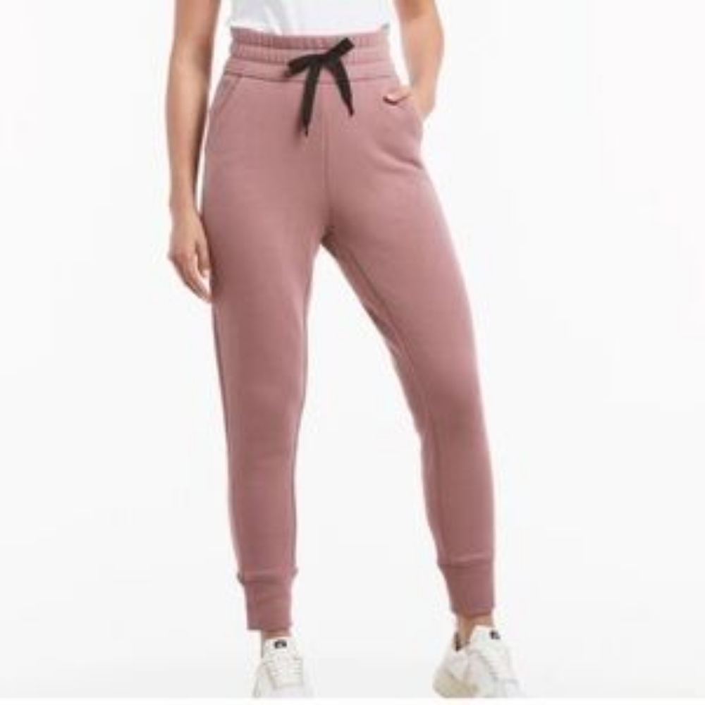 Public Rec Luxe Fleece Joggers Contrast Drawstring Waist Pants Pink 24/26